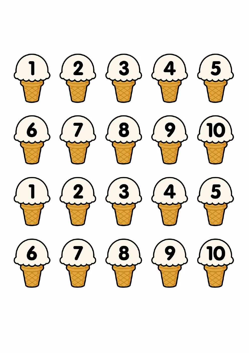 Vinte cones numerados para a atividade
